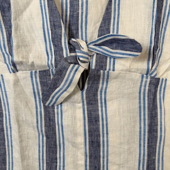 NEW! Birds of Paradis by Trovata Jodie Linen Tie Front Shirt Stripe Size Small - Picture 2 of 9
